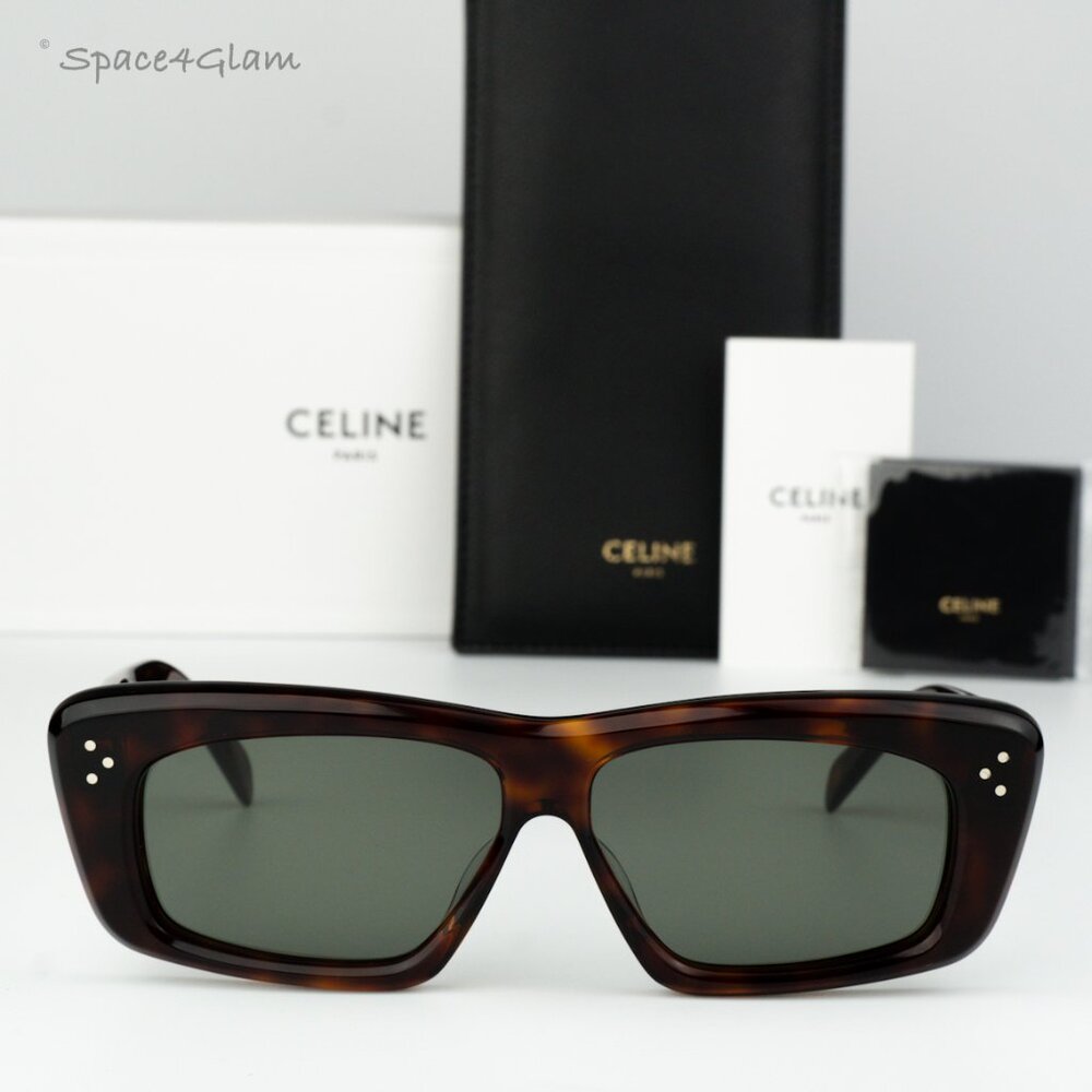 BRAND NEW Celine CL40259I 52N Havana Green Rectangle Unisex Sunglasses CL 40259I